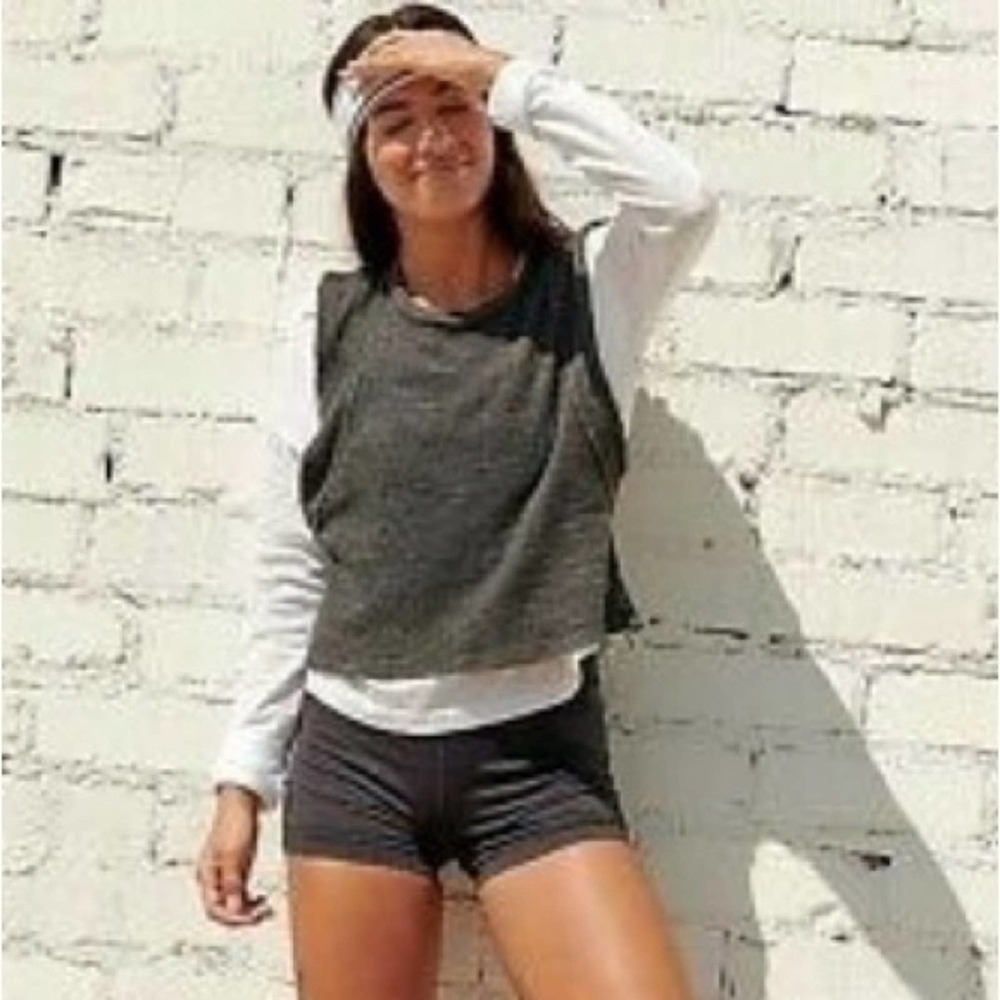Free People Movement No Frills Black Acid Wash Muscle Tank Top Size Small